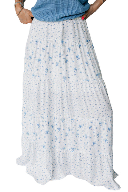 Maxi-rok met hoge taille en kleine bloemenprint in boho-stijl
