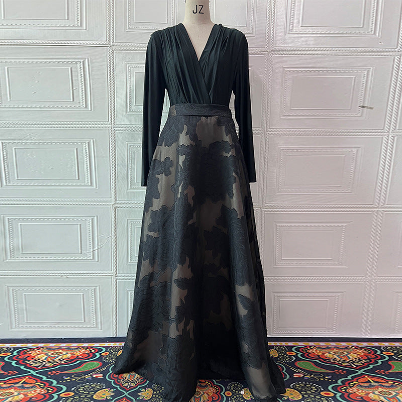 Printed stylish waist-cinching one-piece dress