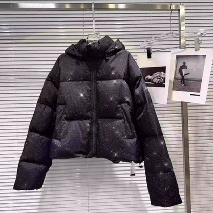 Starry sky shining, hooded cotton coat, cotton jacket, overcoat