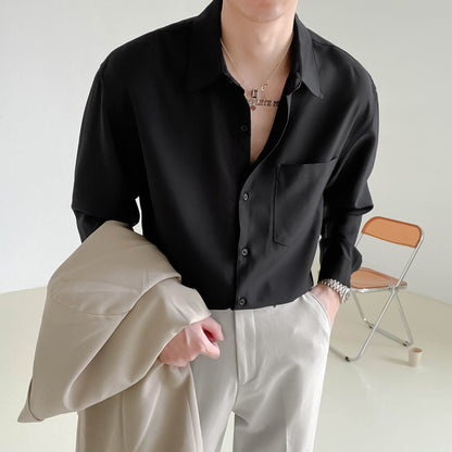 Men's loose-fitting long-sleeved shirt