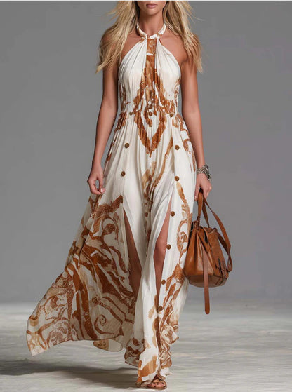 Bohemian OffShoulder Slit Long Dress
