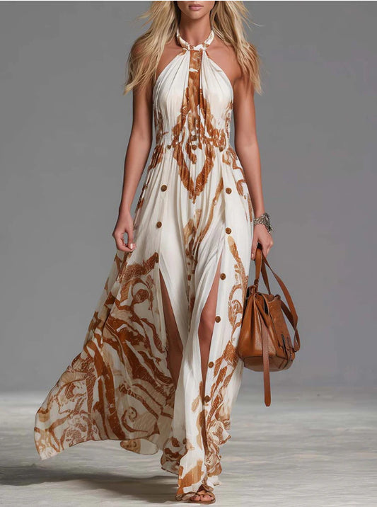 Bohemian OffShoulder Slit Long Dress