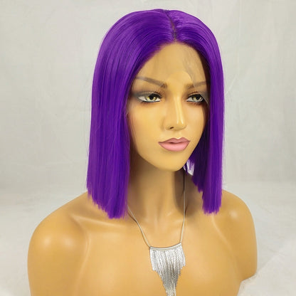 Paarse synthetische bob lace wig