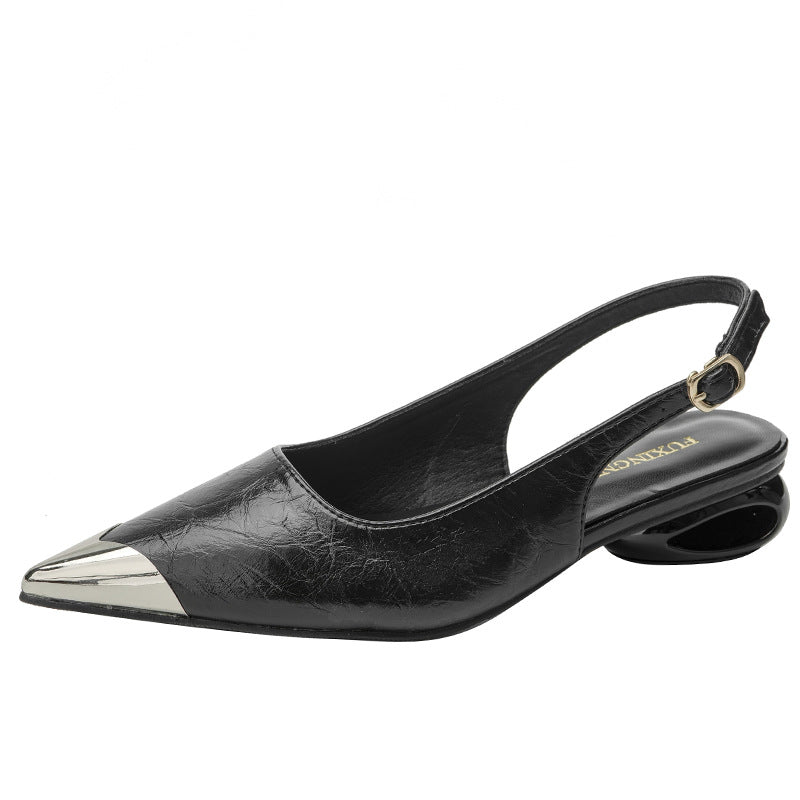 Chunky Heel High Heels for Women, Low-heeled backless sandals