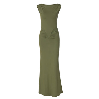 Womens Slim Fit Pleated Dress