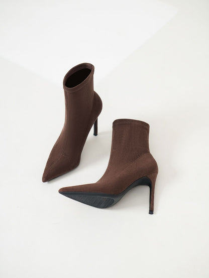 Fleece Lined Stretch Boots with Stiletto Heel