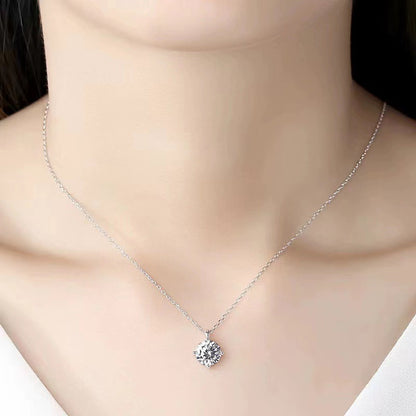 Vierklauwige enkele diamant 1 karaat Moissanite S925 zilveren ketting