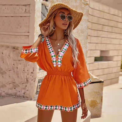 Lady's sequined sun protection beach dress