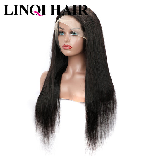 Human Hair Straigth Front Lace Wig With Headband