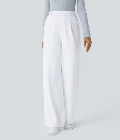 Women's High-Waist Straight-Leg Pocket Casual Outdoor Trousers