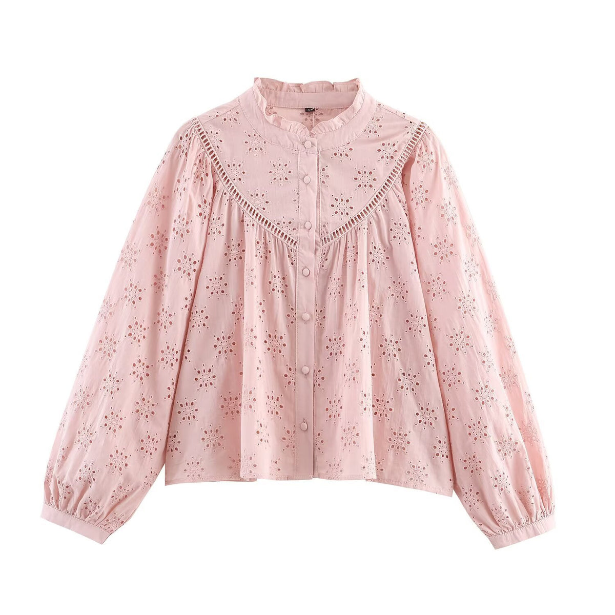 Damesblouse met opengewerkte borduursels