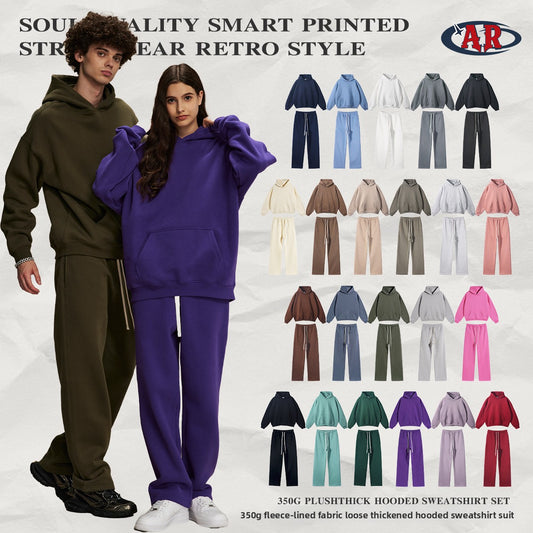 Unisex hoodie en joggingbroek set met fleecevoering