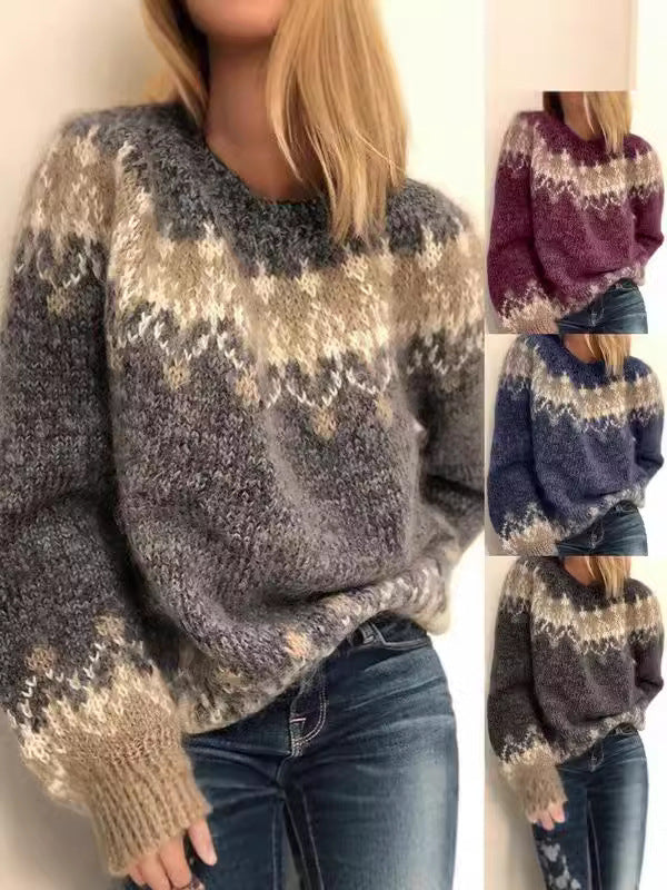 Womens Mohair Blend Jacquard Sweater
