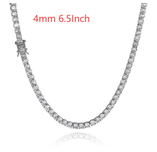 S925 Zilveren Moissanite Enkelrijige Tennisketting Unisex