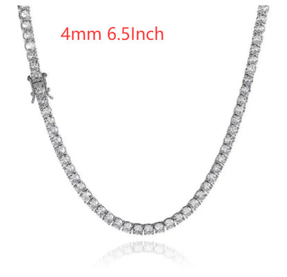 S925 Zilveren Moissanite Enkelrijige Tennisketting Unisex