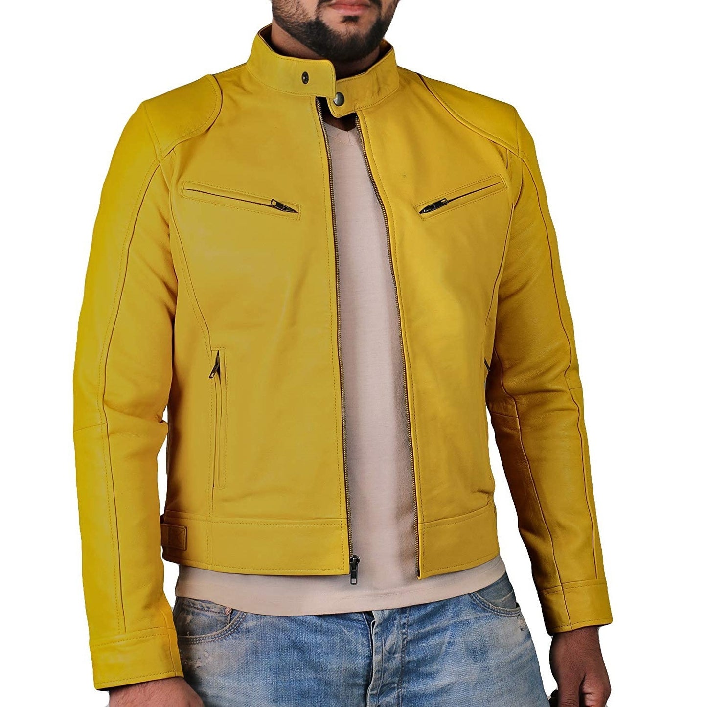 Heren Cardigan Met Rits PU Leren Jacket