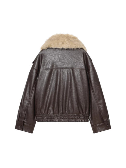 Women's PU fur collar jacket