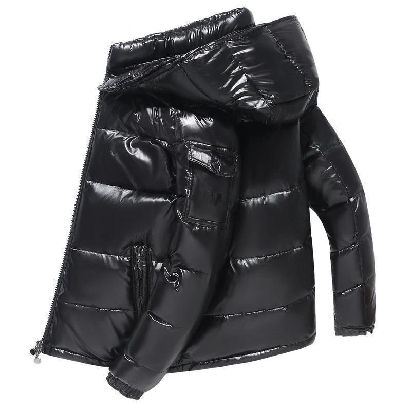 Men's Shiny Short Down Jacket White Goose Down Fill