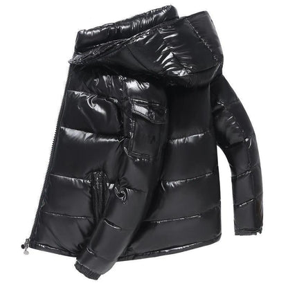Men's Shiny Short Down Jacket White Goose Down Fill