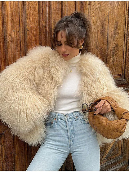 Women's short teddy fur coat