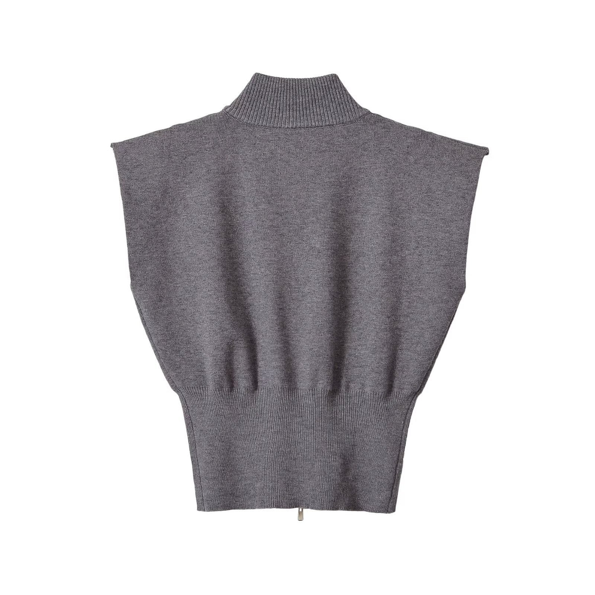 Fashionable stand-up collar sleeveless knitwear