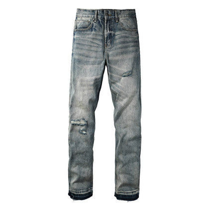 Men's Distressed Straight Denim Pants