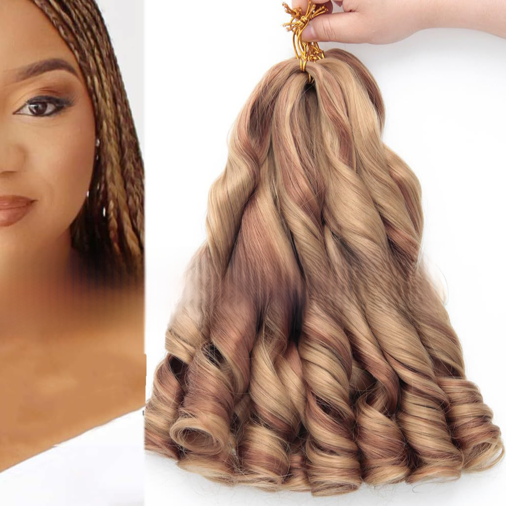 Synthetic fiber wig with long wavy hair