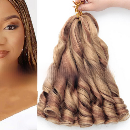 Synthetic fiber wig with long wavy hair