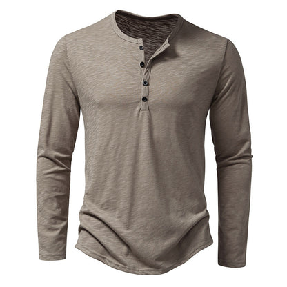 Mens Bamboo Cotton Henley Long Sleeve T-Shirt