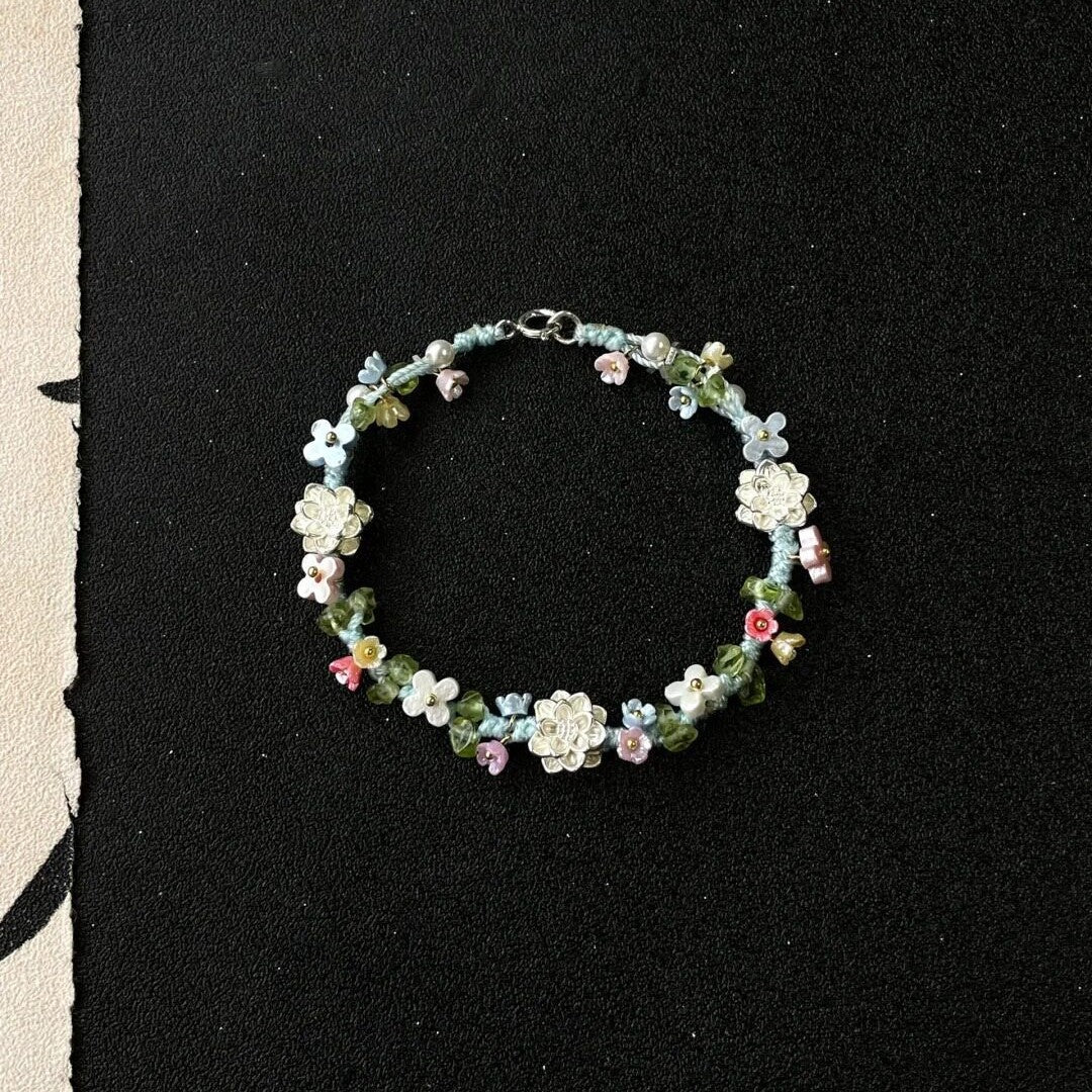 Designer Lotus Woven Silver Plated Bracelet