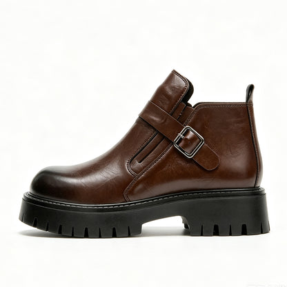 Mens Chunky Heel Leather Boots