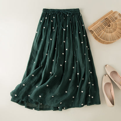 cotton and linen long skirt