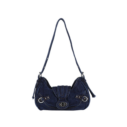 Retro denim material underarm bag, fashionable single-shoulder crossbody bag