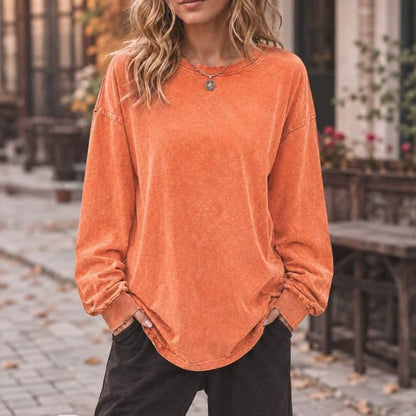 Unisex Vintage Oversized Long Sleeve Cotton Blend Pullover Top
