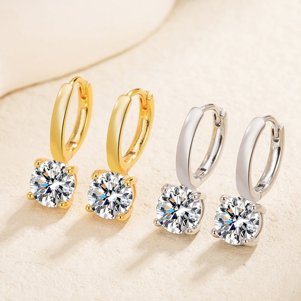Classic Four-Claw Zircon Earrings