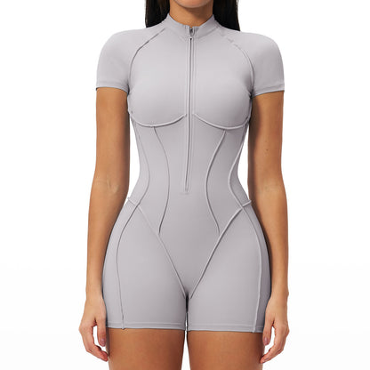 Fitness Jumpsuit with Stand Collar