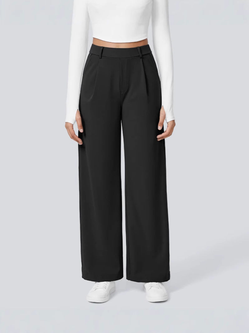 Women's High-Waist Straight-Leg Pocket Casual Outdoor Trousers