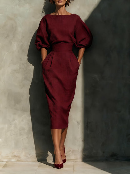 Elegant Boat Neck A Line Dress
