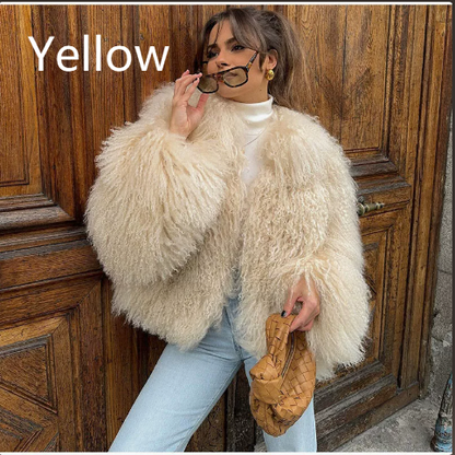 Women's short teddy fur coat