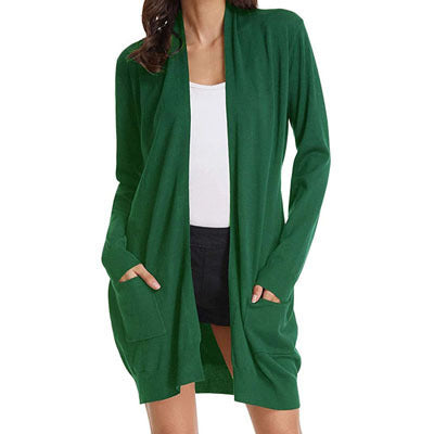 Dames open vest met lange mouwen en zakken