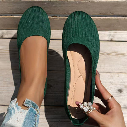 Dames instapschoenen van gebreide stof met platte zool
