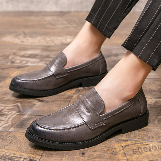 Mens Pointed Toe Leather Slip On Shoes