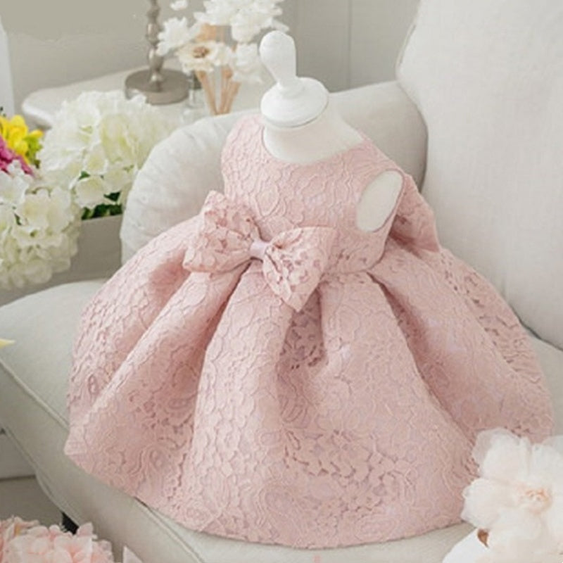 Kanten feestjurk met strik