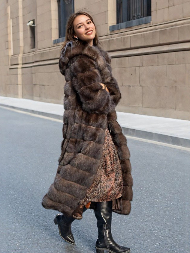 Womens Hooded Long Coat