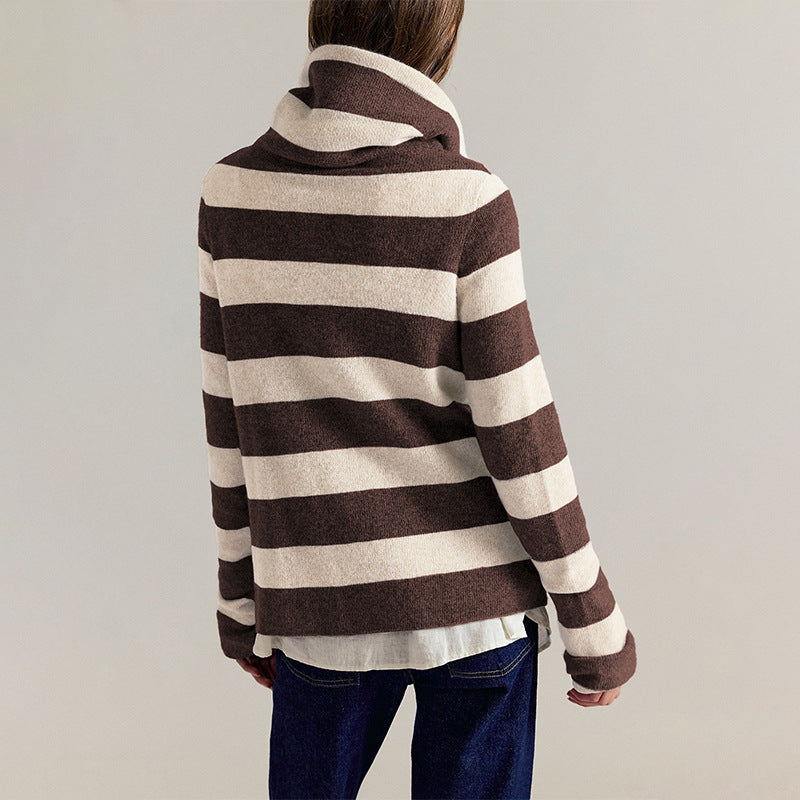 Dames gestreepte losse vest franjes en knoopsluiting