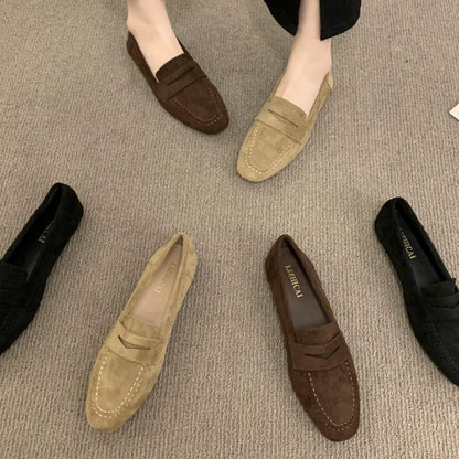 Womens Suede Slip-On Loafers