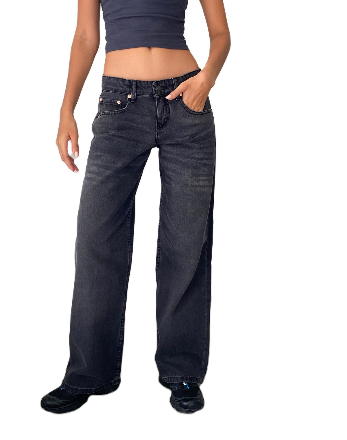 Damesjeans met hoge taille en rechte pijpen