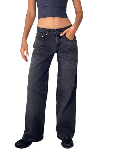 Damesjeans met hoge taille en rechte pijpen