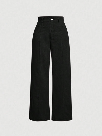 Retro High-Waist Wide-Leg Corduroy Women's Trousers