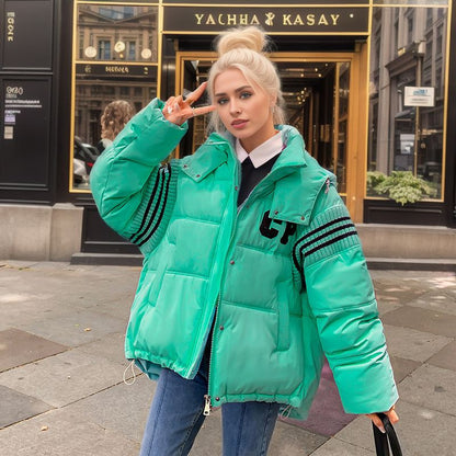 Dames kort oversized pufferjas met capuchon